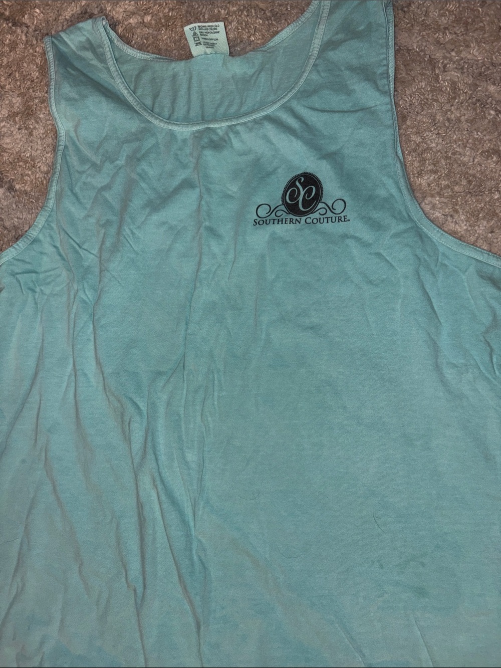 3/$20! Southern Couture comfort colors large Garnet Hill Aqua Scoop Tank Top